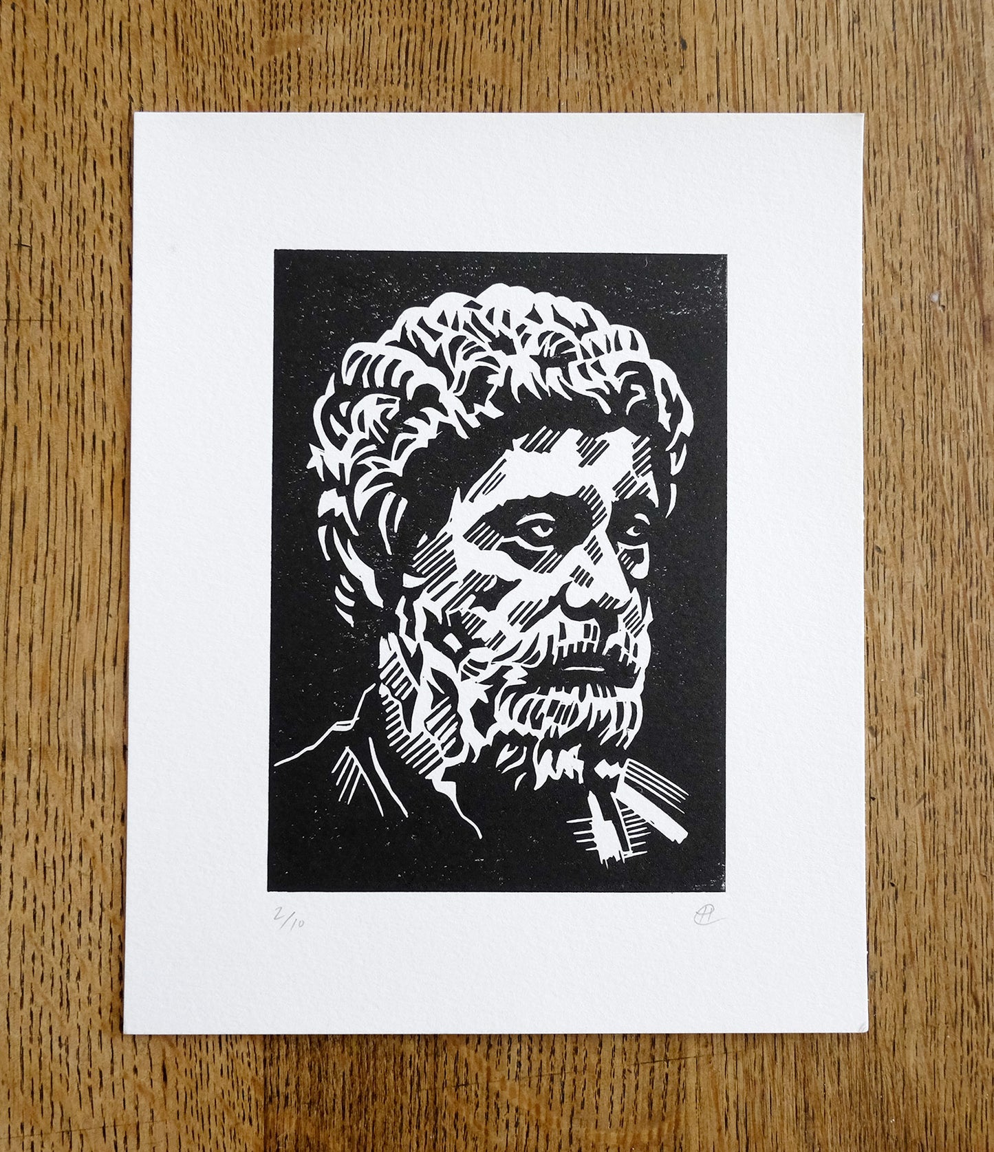 Marcus Aurelius – original lino block print