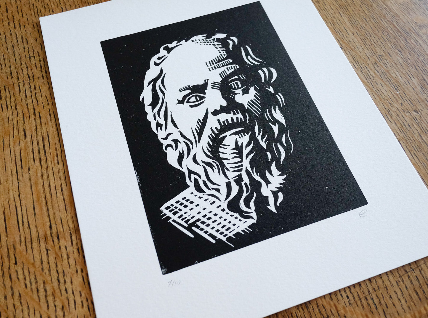 Socrates – original lino block print