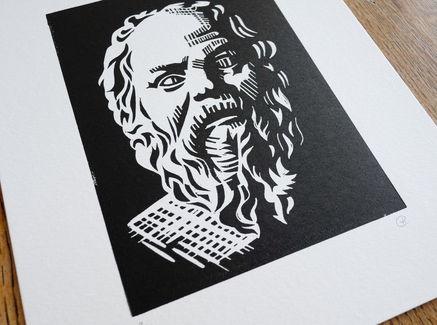 Socrates – original lino block print