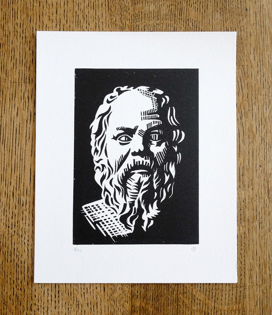 Socrates – original lino block print