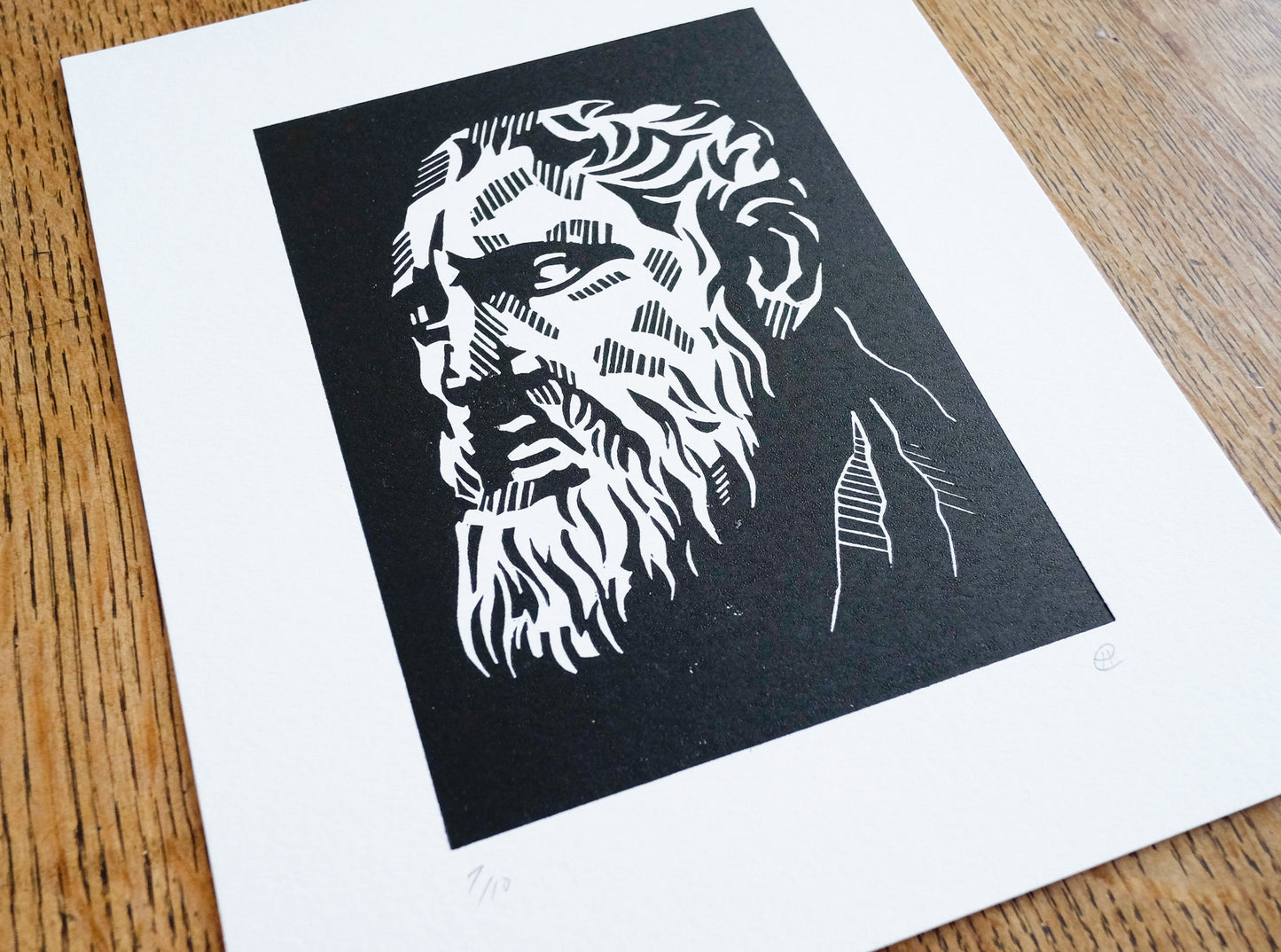 Zeno of Citium – original lino block print