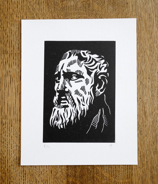 Zeno of Citium – original lino block print